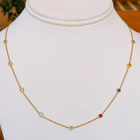 0.07 Ct. Aquamarine Peridot Bezel Necklace, 14K Yellow Gold Image