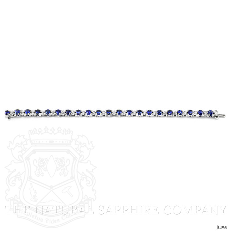 9.71 Ct.Tw. Blue Sapphire and Natural Diamond Pave Bracelet, Platinum 950