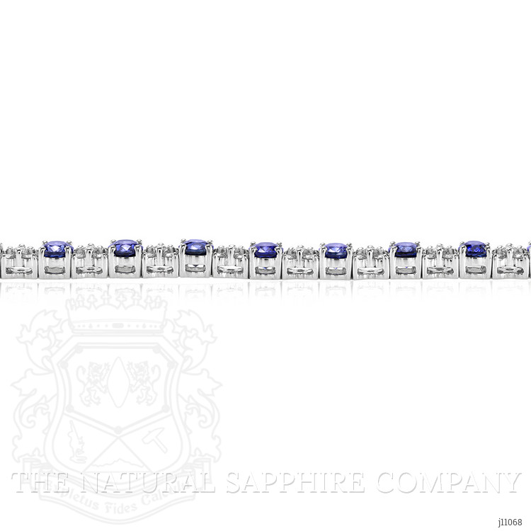 9.71 Ct.Tw. Blue Sapphire and Natural Diamond Pave Bracelet, Platinum 950
