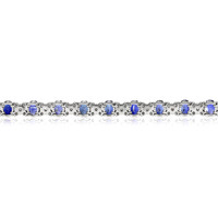 9.71 Ct.Tw. Blue Sapphire and Natural Diamond Pave Bracelet, Platinum 950 Image