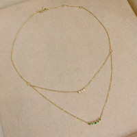 0.15 Ct. Emerald Natural Diamond Pave Necklace, 14K Yellow Gold Image