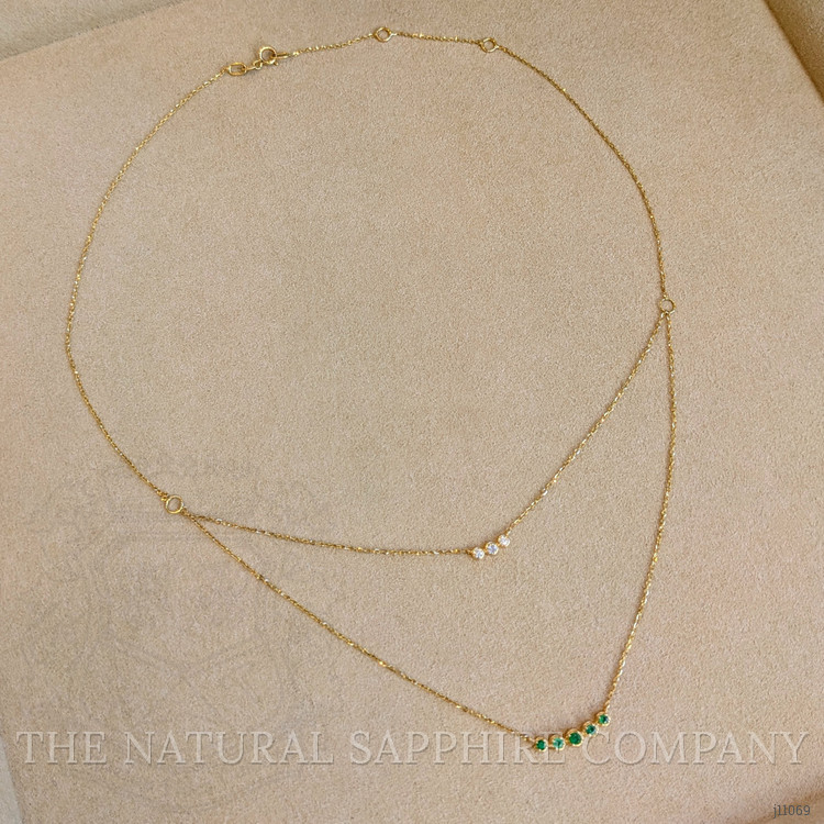 0.15 Ct. Emerald Natural Diamond Pave Necklace, 14K Yellow Gold