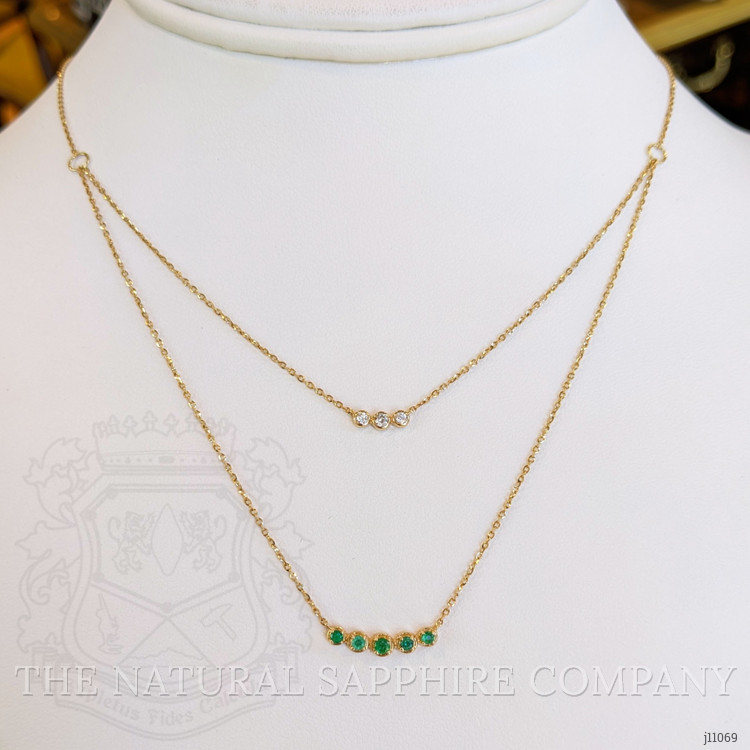 0.15 Ct. Emerald Natural Diamond Pave Necklace, 14K Yellow Gold