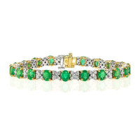 6.49 Ct.Tw.Total Carat Weight Emerald Natural Diamond Pave Bracelet, 18K White & Yellow Video