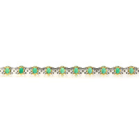 6.49 Ct.Tw. Emerald Natural Diamond Pave Bracelet, 18K White & Yellow Image