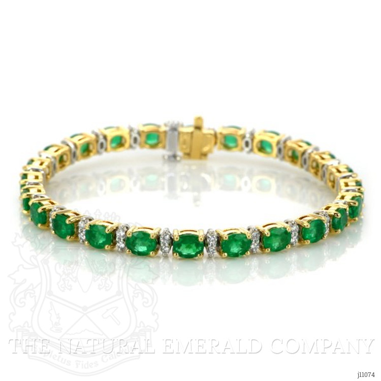7.62 Ct.Tw. Emerald Natural Diamond Pave Bracelet, 18K White & Yellow