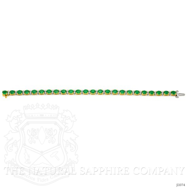 7.62 Ct.Tw. Emerald Natural Diamond Pave Bracelet, 18K White & Yellow