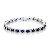10.83 Ct.Tw. Blue Sapphire and Natural Diamond Pave Bracelet, 18K White Gold Video