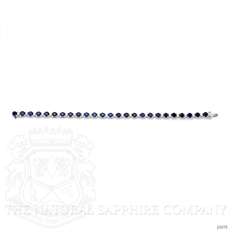 10.83 Ct.Tw. Blue Sapphire and Natural Diamond Pave Bracelet, 18K White Gold