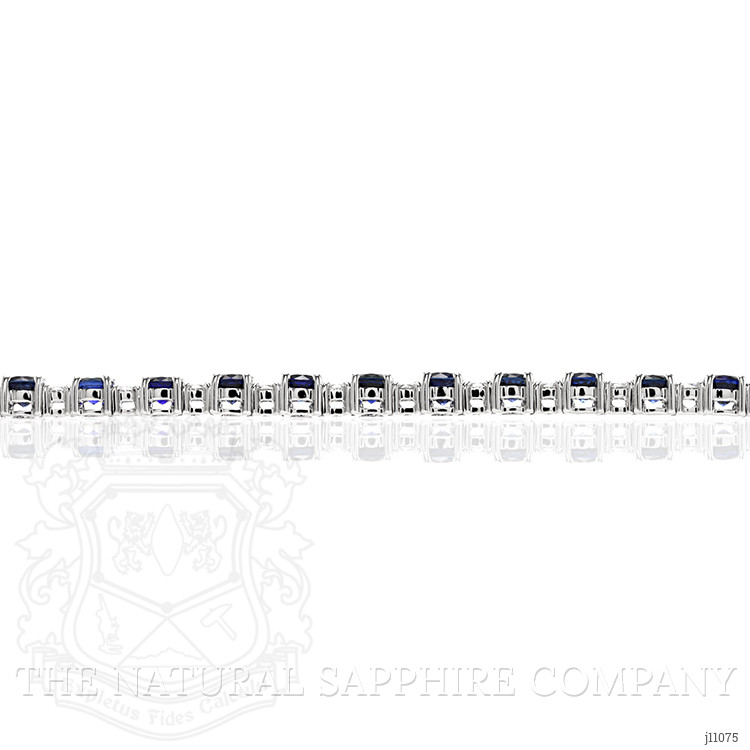 10.83 Ct.Tw. Blue Sapphire and Natural Diamond Pave Bracelet, 18K White Gold