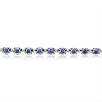 10.83 Ct.Tw. Blue Sapphire and Natural Diamond Pave Bracelet, 18K White Gold Image