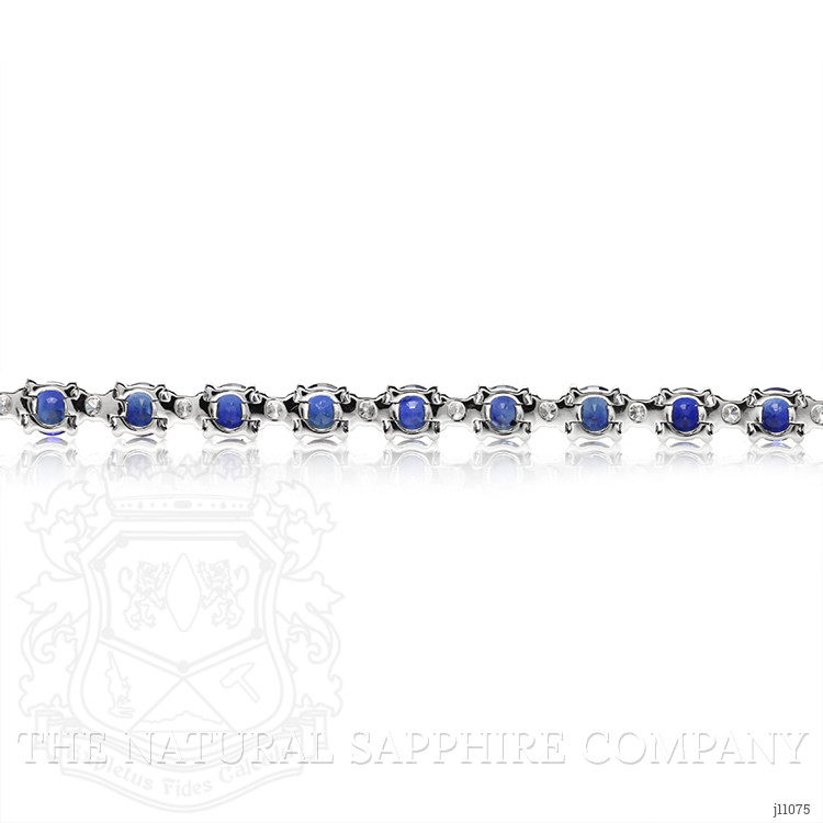 10.83 Ct.Tw. Blue Sapphire and Natural Diamond Pave Bracelet, 18K White Gold