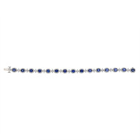 5.16 Ct.Tw. Blue Sapphire and Natural Diamond Pave Bracelet, 18K White Gold Image