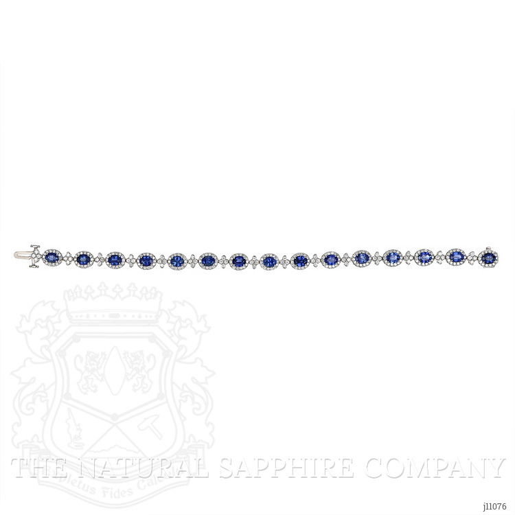 5.16 Ct.Tw. Blue Sapphire and Natural Diamond Pave Bracelet, 18K White Gold