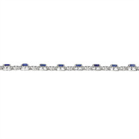 5.16 Ct.Tw. Blue Sapphire and Natural Diamond Pave Bracelet, 18K White Gold Image