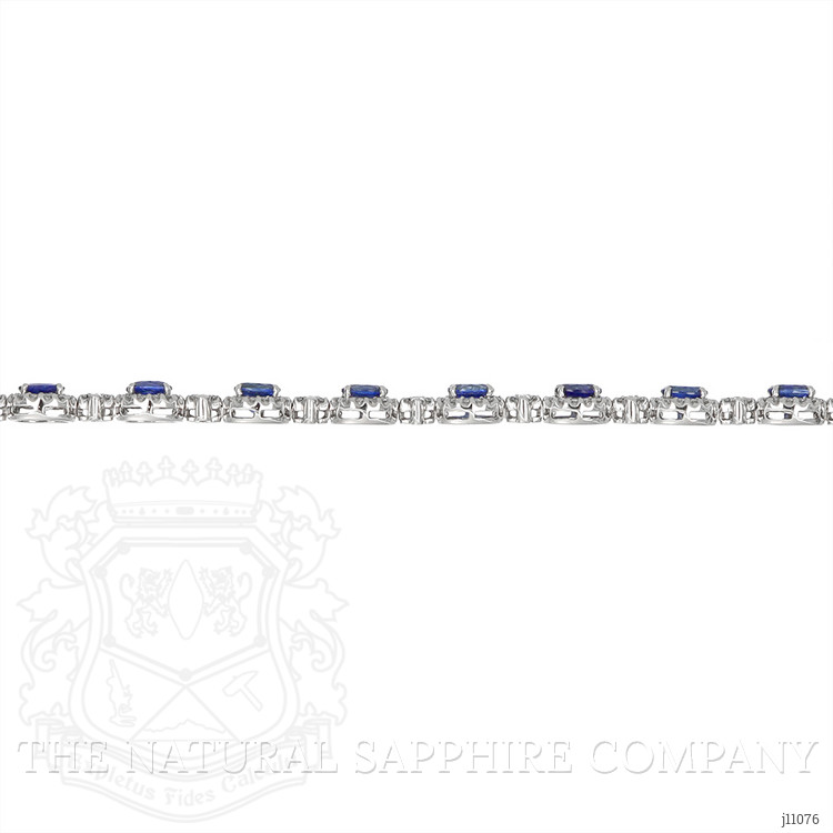 5.16 Ct.Tw. Blue Sapphire and Natural Diamond Pave Bracelet, 18K White Gold