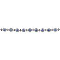 5.16 Ct.Tw. Blue Sapphire and Natural Diamond Pave Bracelet, 18K White Gold Image