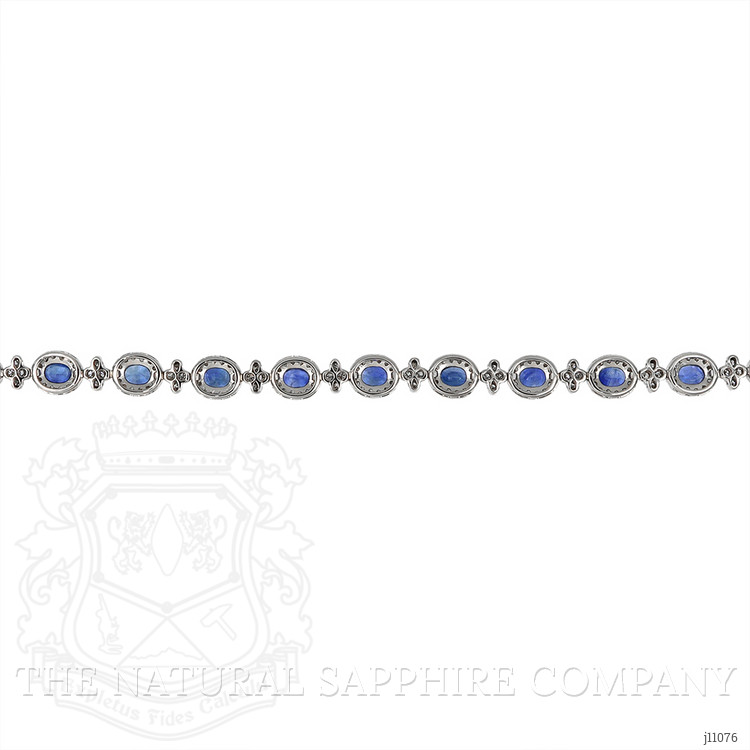 5.16 Ct.Tw. Blue Sapphire and Natural Diamond Pave Bracelet, 18K White Gold