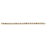 9.13 Ct.Tw. Multi Color Sapphire and Natural Diamond Pave Bracelet, 18K White & Yellow Image