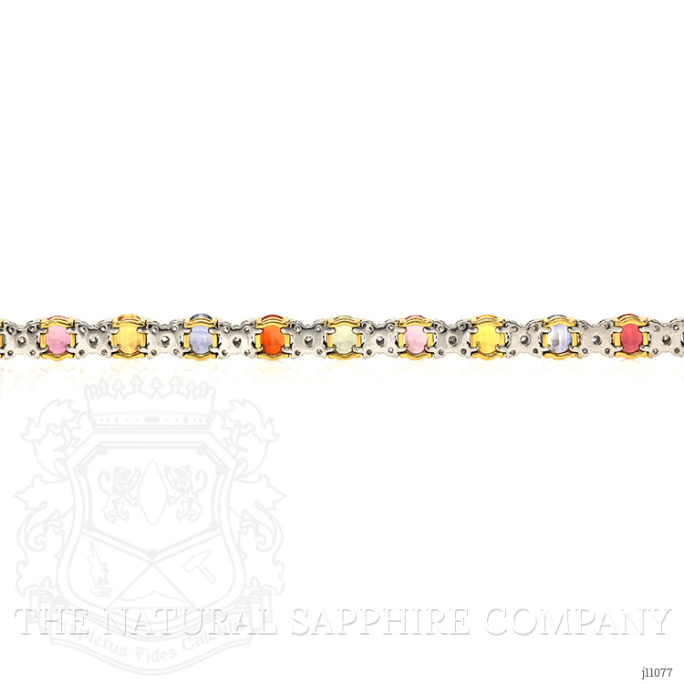 9.13 Ct.Tw. Multi Color Sapphire and Natural Diamond Pave Bracelet, 18K White & Yellow