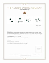 0.55 Ct.Tw. Bluish Green Sapphire Studs Earrings, 14K White Gold Appraisal