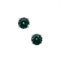 0.55 Ct.Tw. Bluish Green Sapphire Studs Earrings, 14K White Gold Video