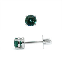 0.55 Ct.Tw. Bluish Green Sapphire Studs Earrings, 14K White Gold Image