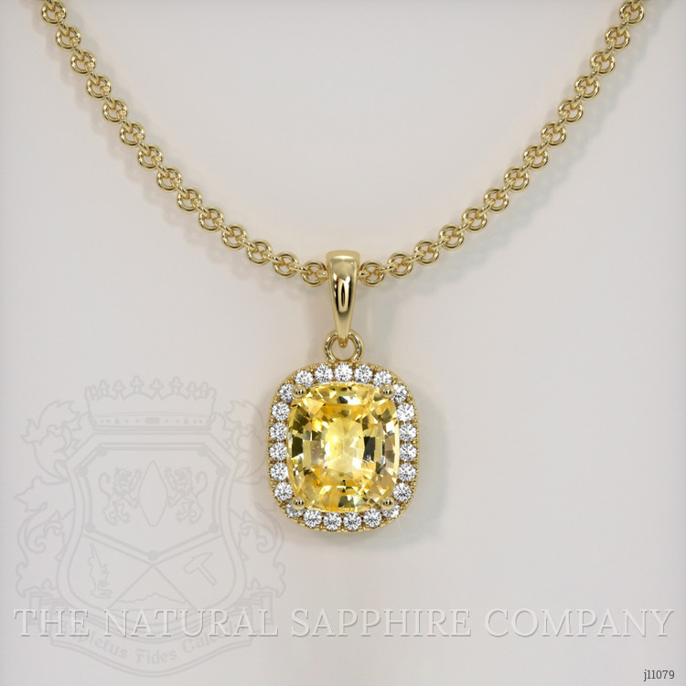 1.34 Ct. Yellow Sapphire Pave Pendant, 14K Yellow Gold