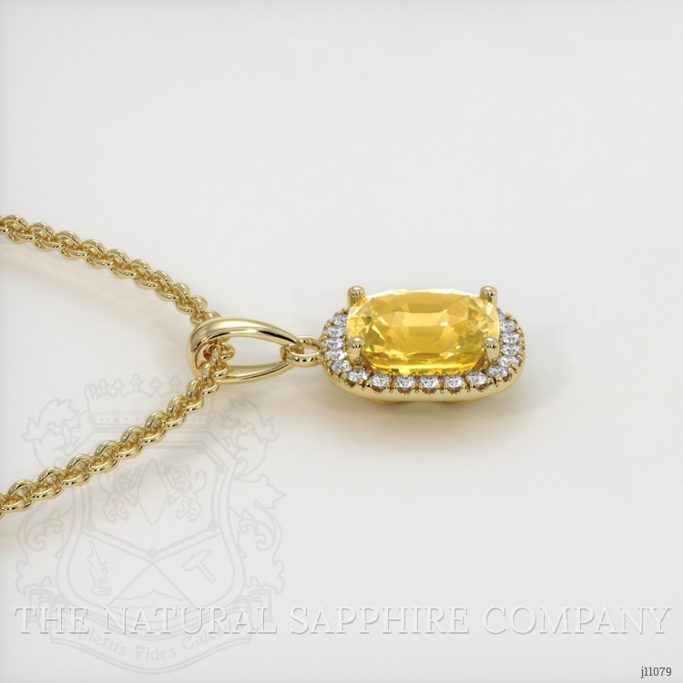 1.34 Ct. Yellow Sapphire Pave Pendant, 14K Yellow Gold