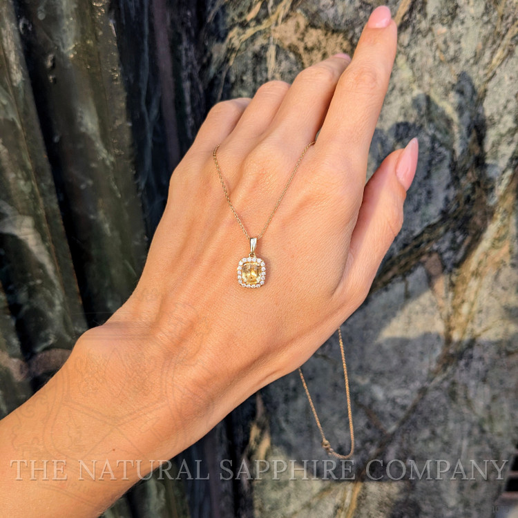 1.34 Ct. Yellow Sapphire Pave Pendant, 14K Yellow Gold