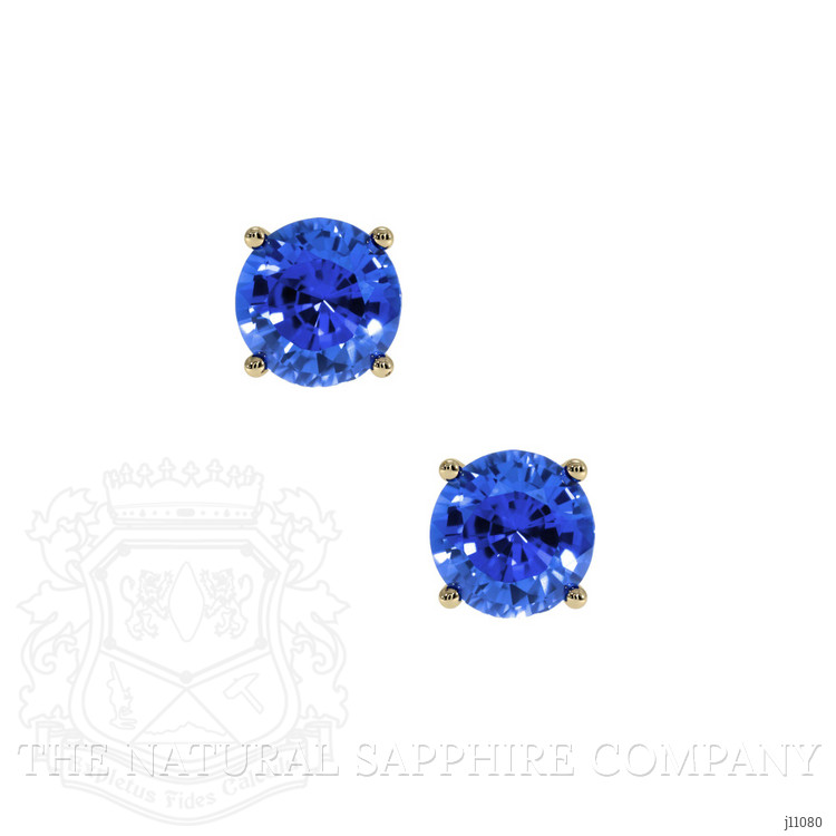 1.20 Ct.Tw. Blue Sapphire Studs Earrings, 14K Yellow Gold