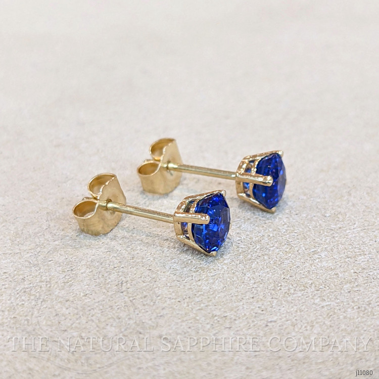 1.20 Ct.Tw. Blue Sapphire Studs Earrings, 14K Yellow Gold