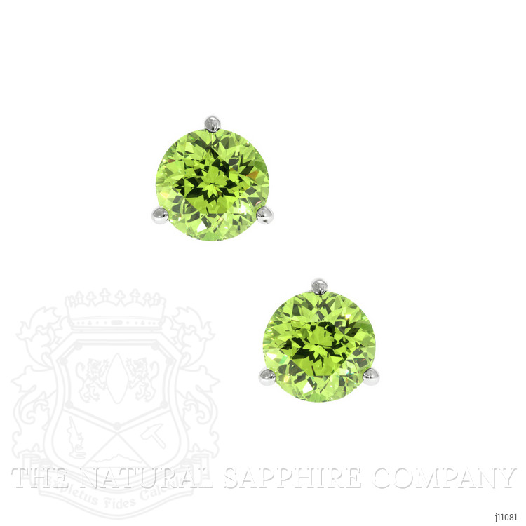 2.00 Ct.Tw. Peridot Studs Earrings, 14K White Gold