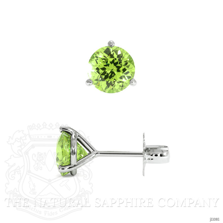2.00 Ct.Tw. Peridot Studs Earrings, 14K White Gold