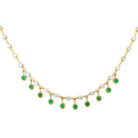 0.48 Ct. Emerald Natural Diamond Bezel Necklace, 14K Yellow Gold Image