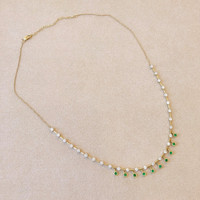 0.48 Ct. Emerald Natural Diamond Bezel Necklace, 14K Yellow Gold Image
