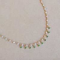 0.48 Ct. Emerald Natural Diamond Bezel Necklace, 14K Yellow Gold Image