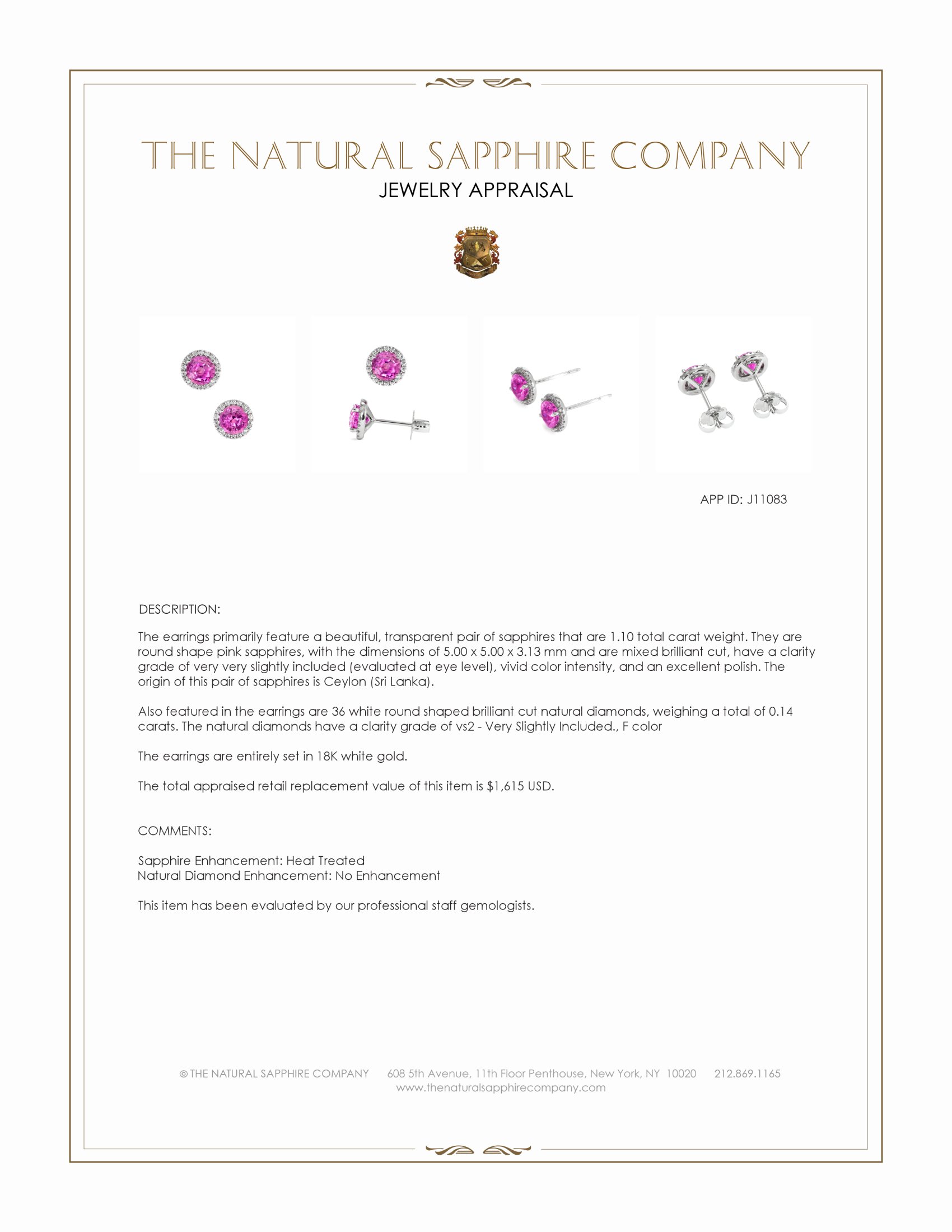 1.10 Ct.Tw. Pink Sapphire and Natural Diamond Halo Earrings, 18K White Gold