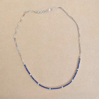 2.63 Ct. Blue Sapphire and Natural Diamond Pave Necklace, 14K White Gold Image