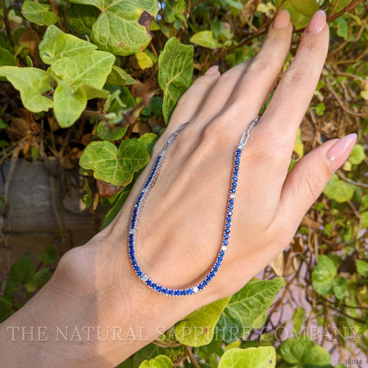 2.63 Ct. Blue Sapphire and Natural Diamond Pave Necklace, 14K White Gold