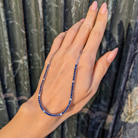 2.63 Ct. Blue Sapphire and Natural Diamond Pave Necklace, 14K White Gold Life Style