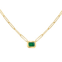 0.96 Ct. Emerald Bezel Necklace, 14K Yellow Gold Image