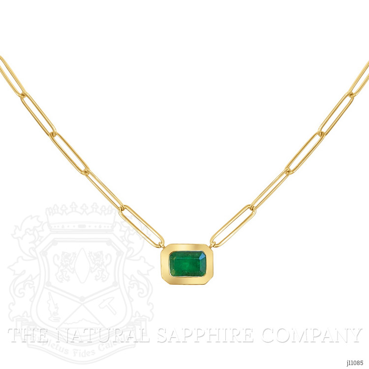 0.96 Ct. Emerald Bezel Necklace, 14K Yellow Gold