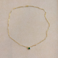 0.96 Ct. Emerald Bezel Necklace, 14K Yellow Gold Image