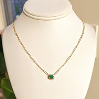 0.96 Ct. Emerald Bezel Necklace, 14K Yellow Gold Image