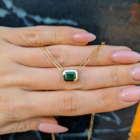 0.96 Ct. Emerald Bezel Necklace, 14K Yellow Gold Life Style