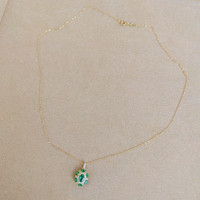 0.40 Ct. Emerald Emerald Pave Pendant, 14K Yellow Gold Image