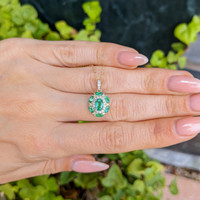 0.40 Ct. Emerald Emerald Pave Pendant, 14K Yellow Gold Life Style