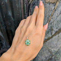 0.40 Ct. Emerald Emerald Pave Pendant, 14K Yellow Gold Life Style