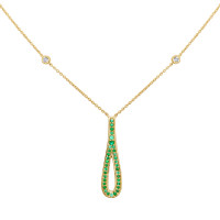 0.22 Ct. Emerald Natural Diamond Pave Necklace, 14K Yellow Gold Image